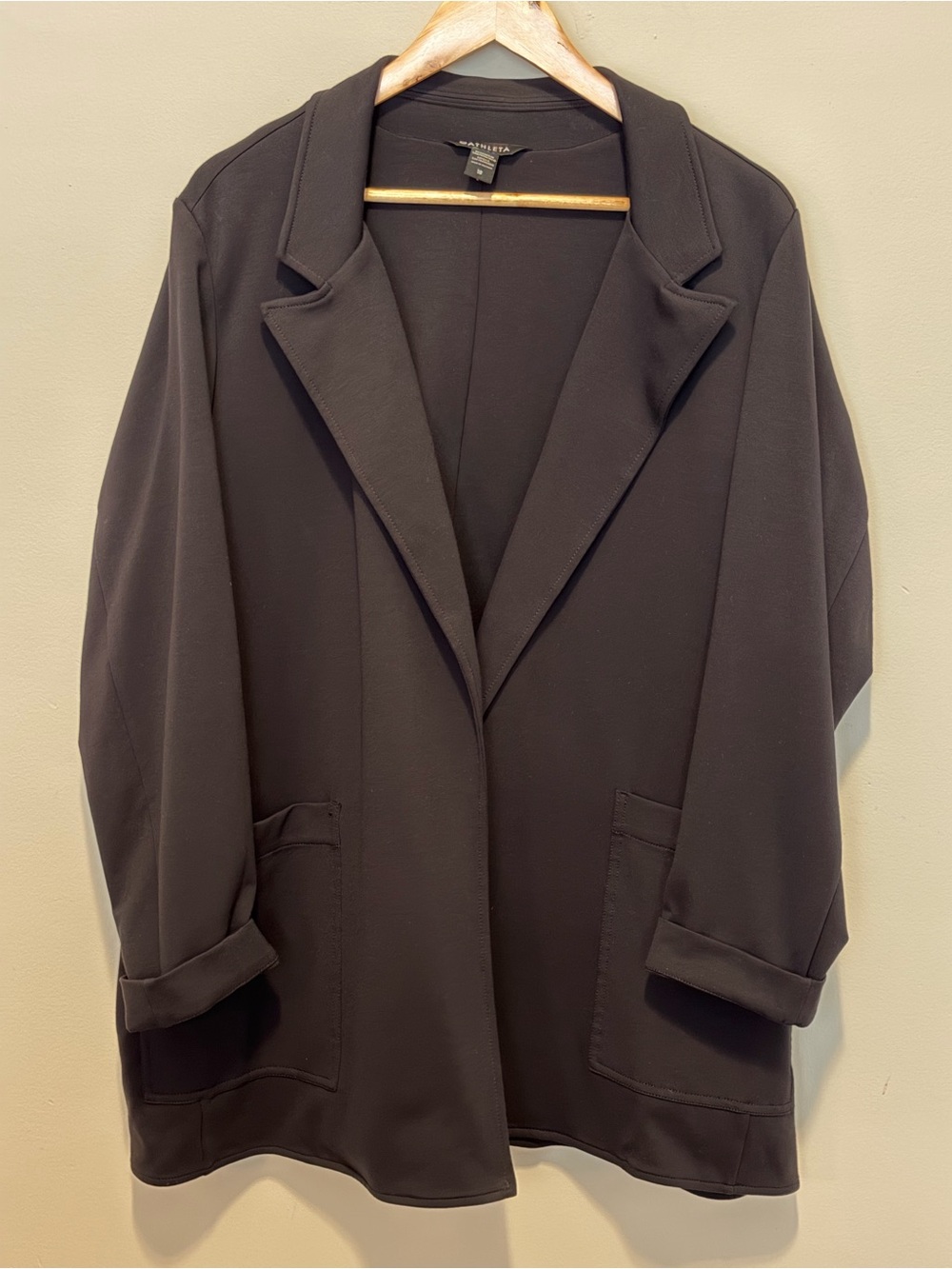 Athleta Black Open-Front Relaxed Blazer